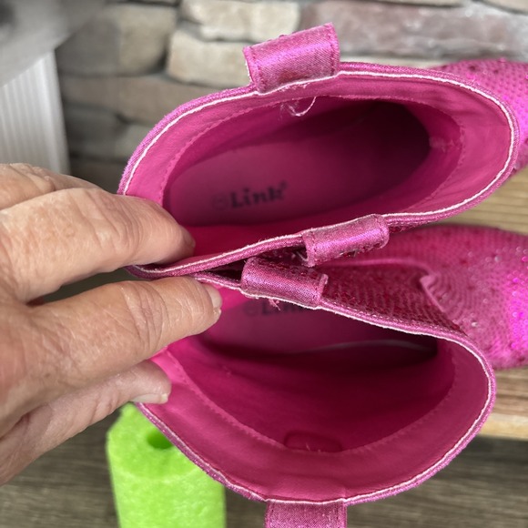 Link  Kids Pink Rhinestone Pull On Boots Size 3 - Picture 8 of 12